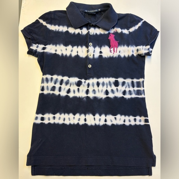 Ralph Lauren Sport Blue Tie-Dye w Pink Horse Button Down Cotton Shirt Size XS - Picture 3 of 9